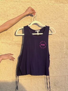 PINK Victoria’s Secret 2-Piece Set ✨ Tie Tank + Black Shorts Athleisure XS
